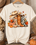 Fall Western Boots &amp; Pumpkins DTF Transfer – 11” x 11”