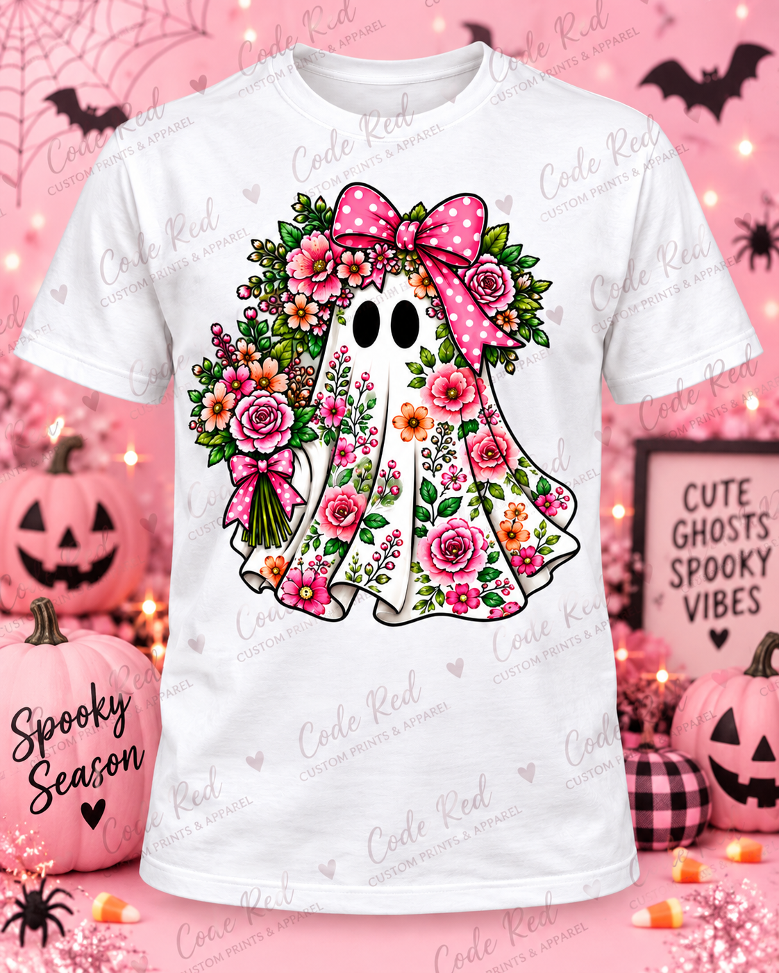 Floral Ghost DTF Transfer – 11” x 11”