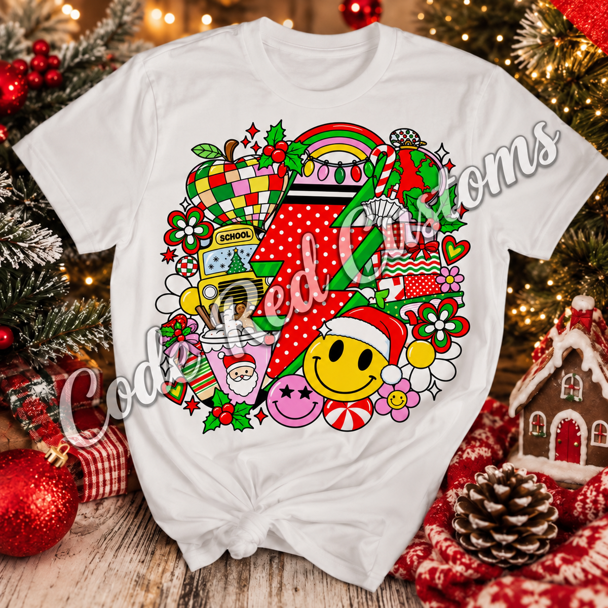 Christmas Teacher DTF Transfer – 11” x 11”
