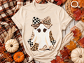 Leopard Bow Ghost Halloween DTF Transfer – 11” x 11”
