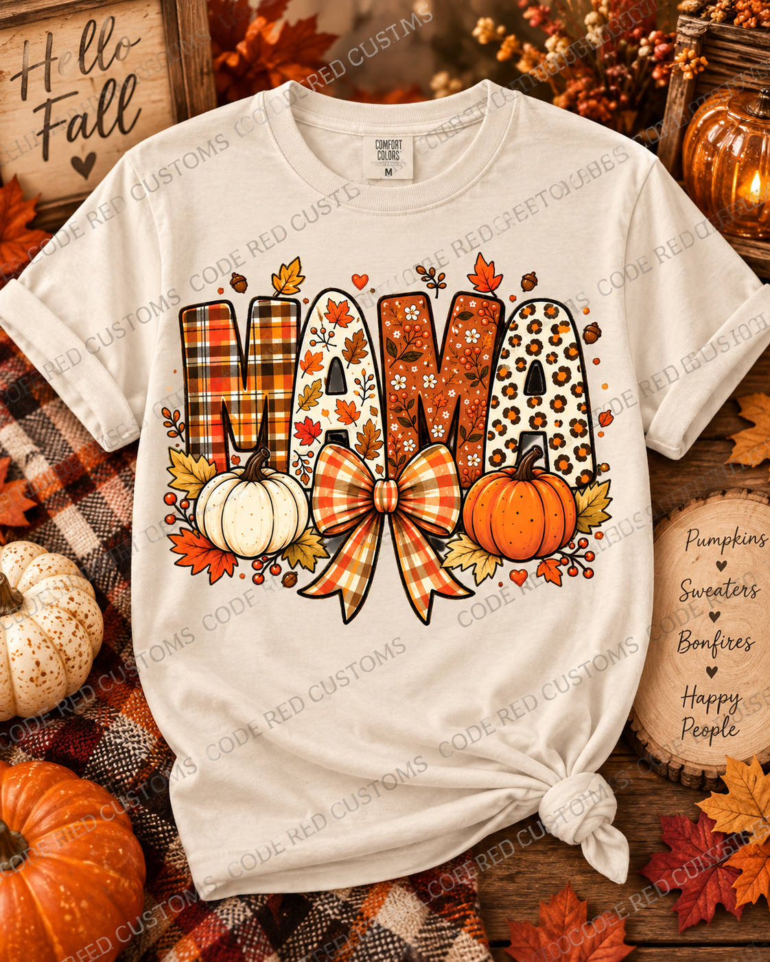 MAMA Fall Pumpkin DTF Transfer – 11” x 11”