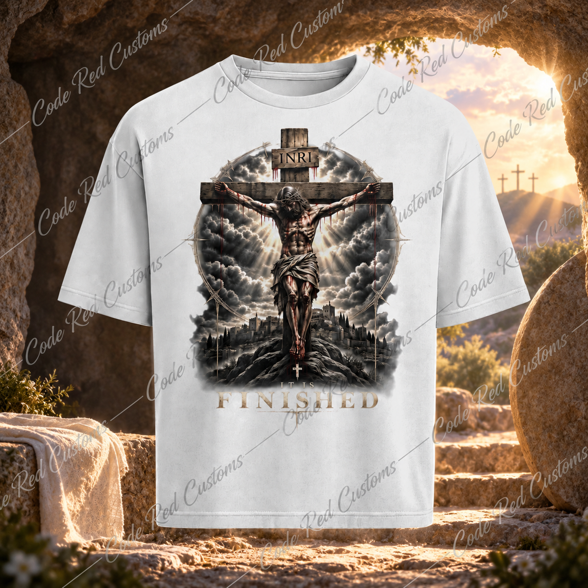 It Is Finished DTF Transfer – 11” x 11” LIGHT SHIRT