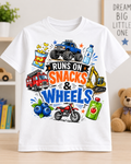 Runs on Snacks &amp; Wheels DTF Transfer – 8” x 8”