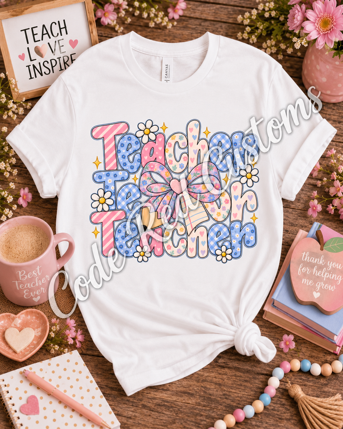 Teacher Teacher Teacher DTF Transfer – 11” x 11”